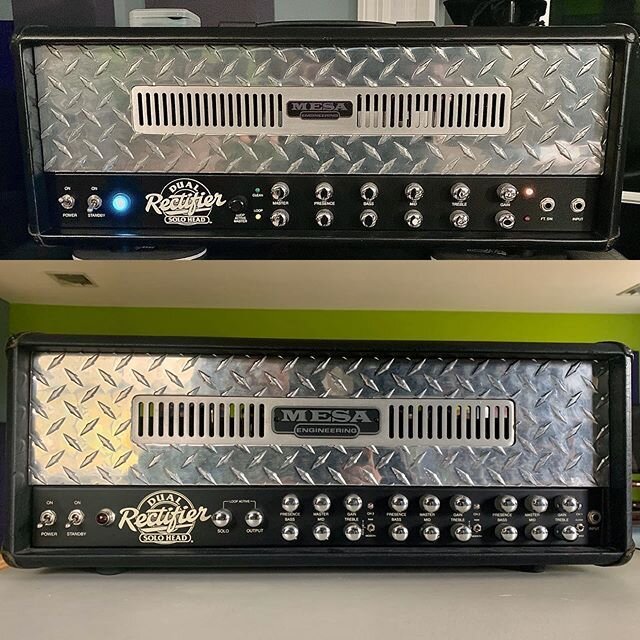 On top we have my new(ish) 1994 @mesaengineering 2 channel Dual Rectifier Rev G 
On the bottom, my old 2006(ish) 3 channel Dual Rectifier. 
I had read all the internet chatter on the old 2 channels sounding better than the non-multi-watt 3 channels..